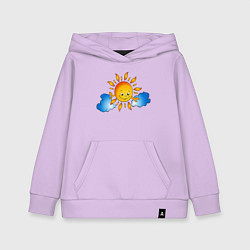 Толстовка детская хлопковая Солнышко и облака, цвет: лаванда