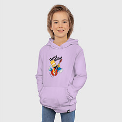 Толстовка детская хлопковая Барт Симпсон - гитарист - heavy metal, цвет: лаванда — фото 2
