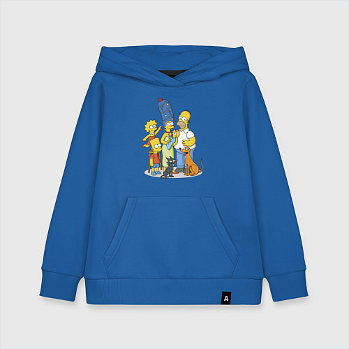 Детская толстовка-худи Семейка Симпсонов встречает Новый Год! / Синий – фото 1
