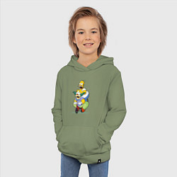 Толстовка детская хлопковая Гомер Симпсон и Клоун Красти едут на детском велос, цвет: авокадо — фото 2