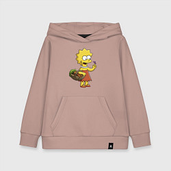Толстовка детская хлопковая Lisa Simpson с гусеницей на даче, цвет: пыльно-розовый