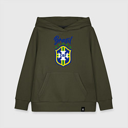 Толстовка детская хлопковая Brasil Football, цвет: хаки