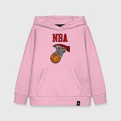 Толстовка детская хлопковая Basketball - NBA logo, цвет: светло-розовый