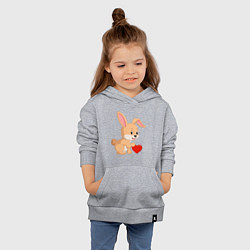 Толстовка детская хлопковая Кролик с сердечком, цвет: меланж — фото 2