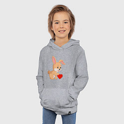 Толстовка детская хлопковая Кролик с сердечком, цвет: меланж — фото 2