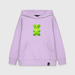 Толстовка детская хлопковая Желейный медведь зеленый, цвет: лаванда