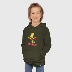 Толстовка детская хлопковая Барт Симпсон на скейте, цвет: хаки — фото 2