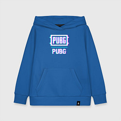 Толстовка детская хлопковая PUBG в стиле glitch и баги графики, цвет: синий