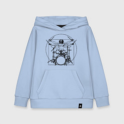 Толстовка детская хлопковая Vitruvian drummer, цвет: мягкое небо