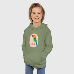 Толстовка детская хлопковая Пoпугaй, цвет: авокадо — фото 2