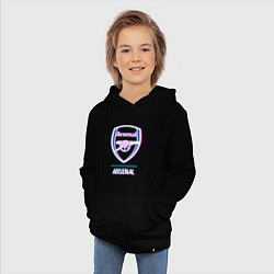 Толстовка детская хлопковая Arsenal FC в стиле glitch, цвет: черный — фото 2