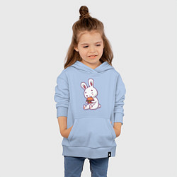 Толстовка детская хлопковая Кролик и гамбургер, цвет: мягкое небо — фото 2