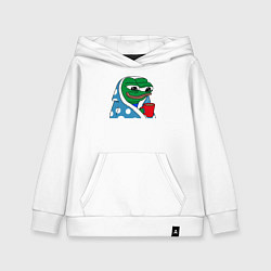 Толстовка детская хлопковая Frog Pepe мем, цвет: белый