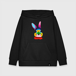 Толстовка детская хлопковая Радужный кролик, цвет: черный