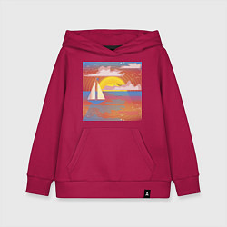 Толстовка детская хлопковая Розовый закат на море, цвет: маджента