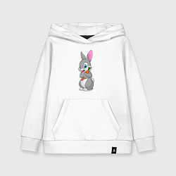 Толстовка детская хлопковая Кролик с морковкой, цвет: белый