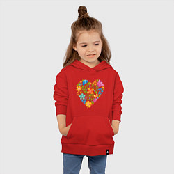 Толстовка детская хлопковая Цветочный орнамент в форме сердца Любовь, цвет: красный — фото 2