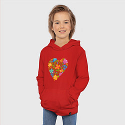 Толстовка детская хлопковая Цветочный орнамент в форме сердца Любовь, цвет: красный — фото 2