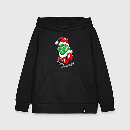 Детская толстовка-худи Merry Christmas, Santa Claus Grinch / Черный – фото 1