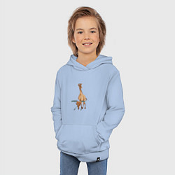 Толстовка детская хлопковая Жираф гладит утюгом одежду, цвет: мягкое небо — фото 2