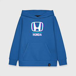 Толстовка детская хлопковая Значок Honda в стиле glitch, цвет: синий