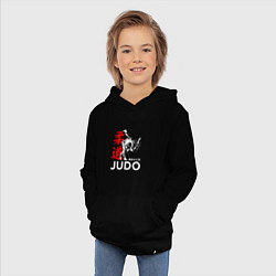 Толстовка детская хлопковая Дзюдо - бросок, цвет: черный — фото 2