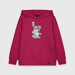 Толстовка детская хлопковая Серый кролик - символ 2023, цвет: маджента
