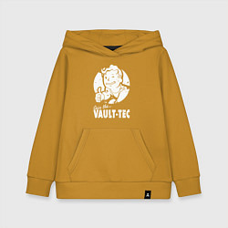 Толстовка детская хлопковая Vault boy - join the vault tec, цвет: горчичный