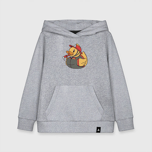 Детская толстовка-худи Резиновая утка пожарный / Меланж – фото 1