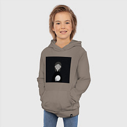 Толстовка детская хлопковая Девочка с луной в руке на фоне звёздного неба, цвет: утренний латте — фото 2