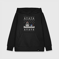Толстовка детская хлопковая Новогодние тоторики - ugly sweater, цвет: черный