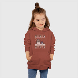 Толстовка детская хлопковая Новогодние тоторики - ugly sweater, цвет: кирпичный — фото 2