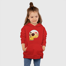 Толстовка детская хлопковая Трёглазый череп с молнией, цвет: красный — фото 2