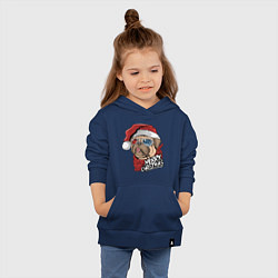 Толстовка детская хлопковая Pug merry christmas, цвет: тёмно-синий — фото 2