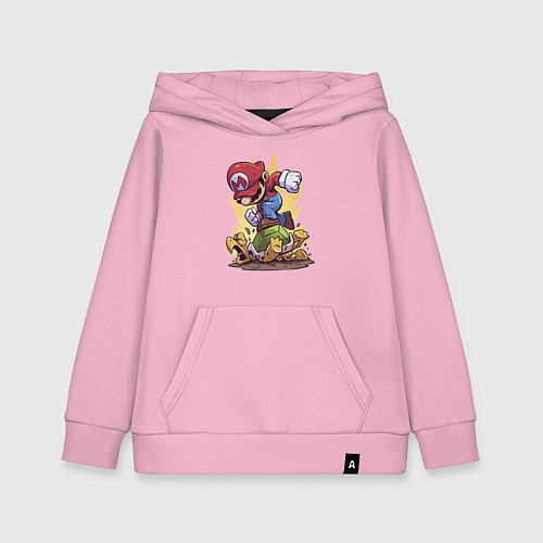 Детская толстовка-худи Хулиган Марио наступил на Купа Трупа / Светло-розовый – фото 1