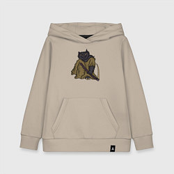 Толстовка детская хлопковая Котик с косой, цвет: миндальный