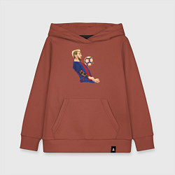 Толстовка детская хлопковая Messi Barcelona, цвет: кирпичный
