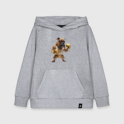 Толстовка детская хлопковая Собака занимается боксом, цвет: меланж