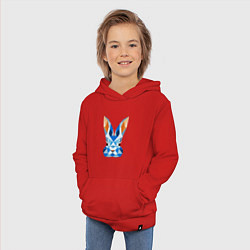 Толстовка детская хлопковая Абстрактный синий кролик, цвет: красный — фото 2