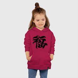 Толстовка детская хлопковая Японский иероглиф - Удача, цвет: маджента — фото 2