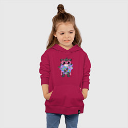 Толстовка детская хлопковая Кот супергерой с цветами, цвет: маджента — фото 2