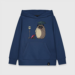 Толстовка детская хлопковая Тоторо мопс, цвет: тёмно-синий