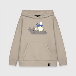 Толстовка детская хлопковая Тоторо спит, цвет: миндальный