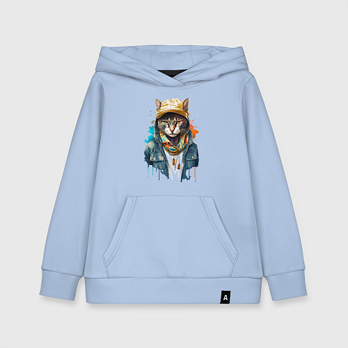 Детская толстовка-худи Кот репер / Мягкое небо – фото 1