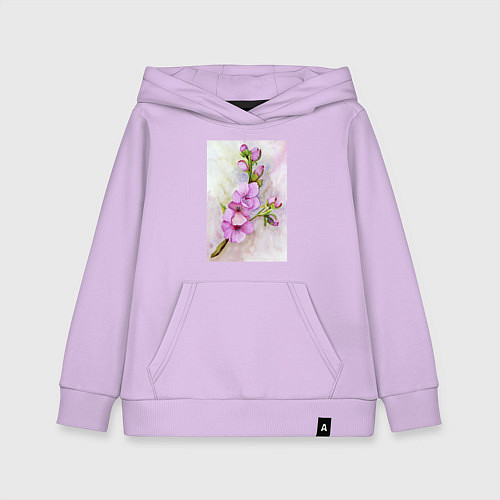 Детская толстовка-худи Цвет сакуры акварелью / Лаванда – фото 1