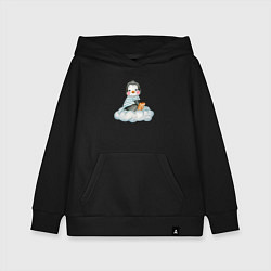 Толстовка детская хлопковая Пингвин на облаке, цвет: черный