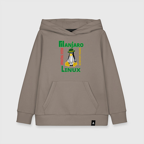 Детская толстовка-худи Линукс пингвин в шляпе / Утренний латте – фото 1