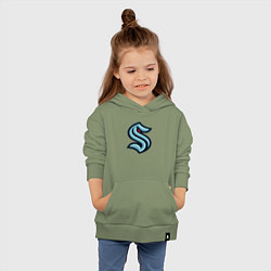 Толстовка детская хлопковая Сиэтл Кракен логотип, цвет: авокадо — фото 2