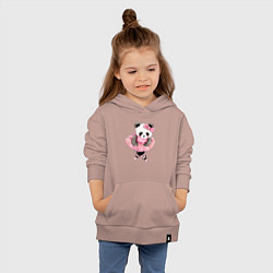 Толстовка детская хлопковая Милая животная панда балерина акварель, цвет: пыльно-розовый — фото 2