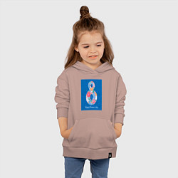 Толстовка детская хлопковая Цветочный дизайн для женского дня, цвет: пыльно-розовый — фото 2